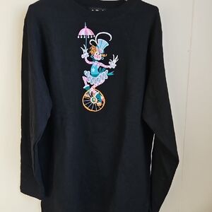 Bob Mackie Black Sweatshirt with Colorful Clown Design